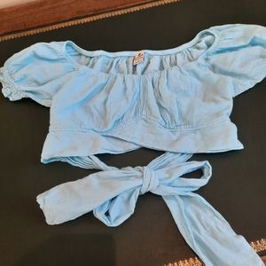 Blanco Blue cotton midriff top